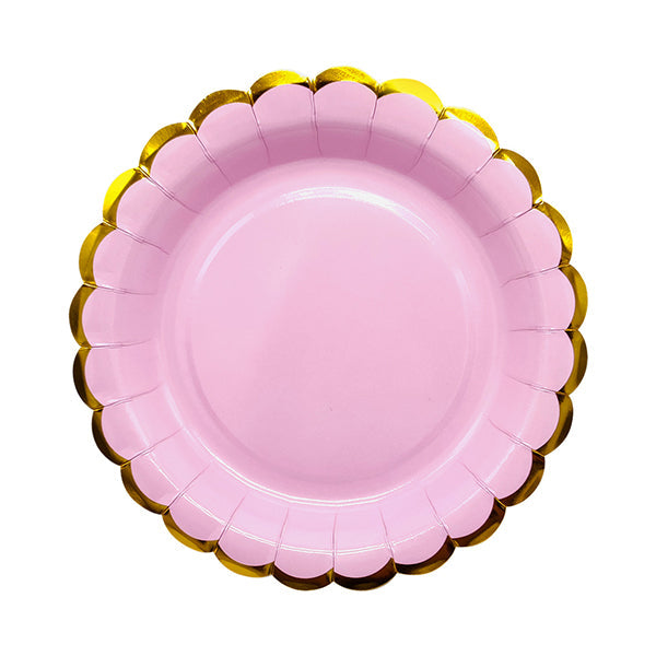 PLATO CARTON PASTEL ROSADO   6 UNIDADES