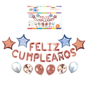 Globo Mylar Feliz Cumpleaños 25 Piezas