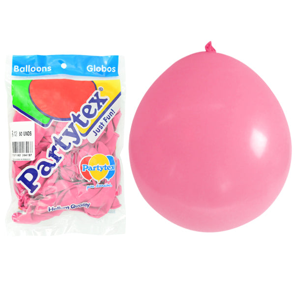 Globo r12 Partytex Liso Colores 50 Unidades