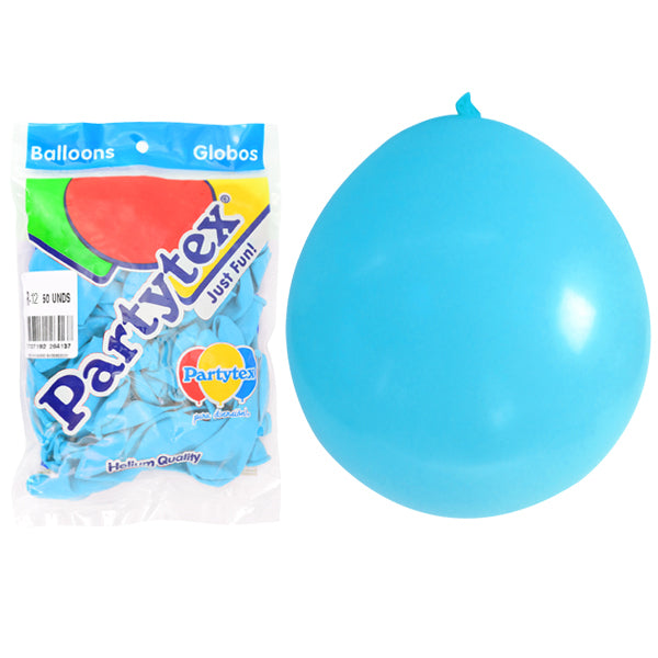 Globo r12 Partytex Liso Colores 50 Unidades