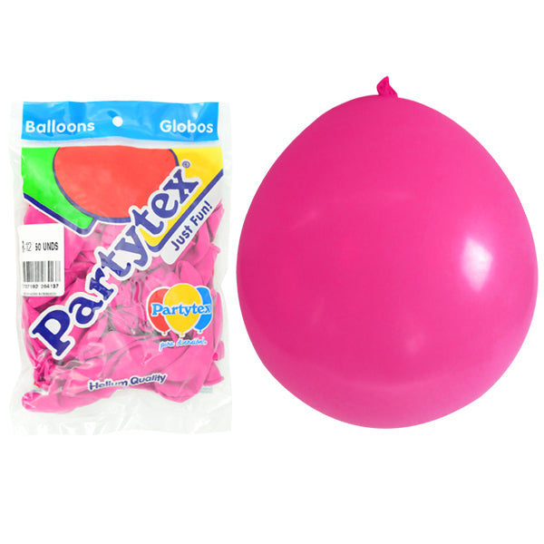 Globo r12 Partytex Liso Colores 50 Unidades