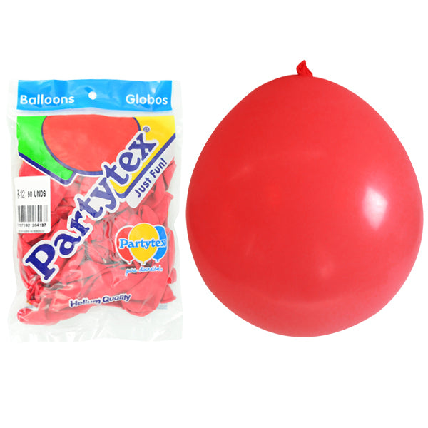 Globo r12 Partytex Liso Colores 50 Unidades