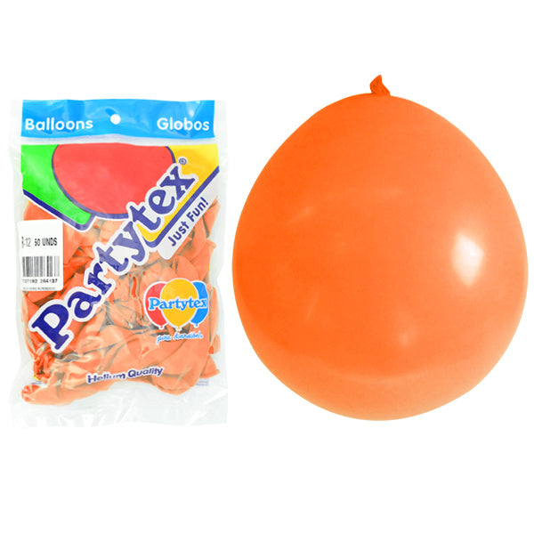 Globo r12 Partytex Liso Colores 50 Unidades