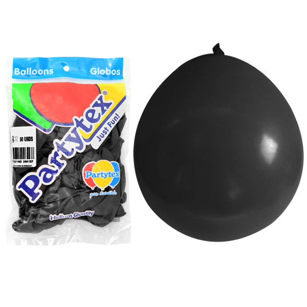 Globo r12 Partytex Liso Colores 50 Unidades