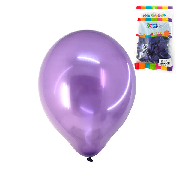 Globo #9 Metal Morado 25 Unidades