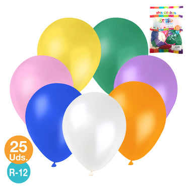 Globo r12 M.G. Liso Colores 25 Unidades