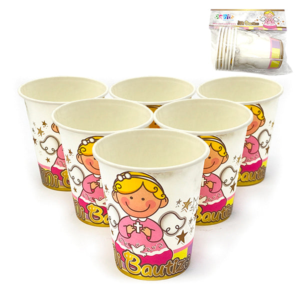 Vaso Polipapel Bautizo Niña 6 Unidades