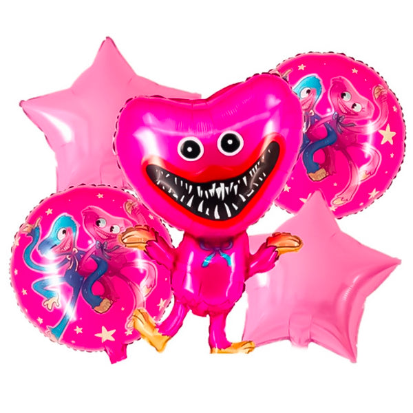 Globo Mylar Poppy Play Time Rosado 5 Unidades