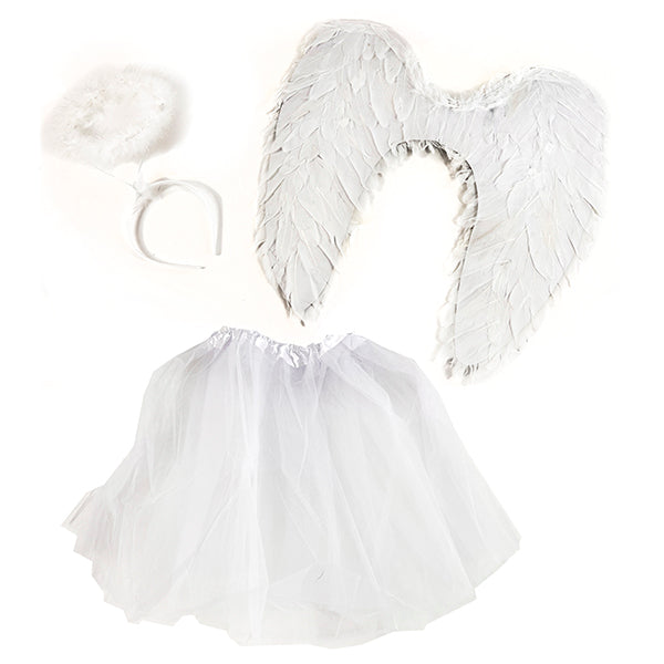 Set Alas Plumas/Tutu/Cintillo Blanco Adulto