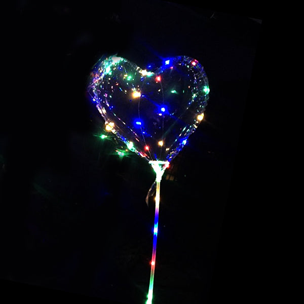 Globo Burbuja Con Mango Led 45 Cms Corazon